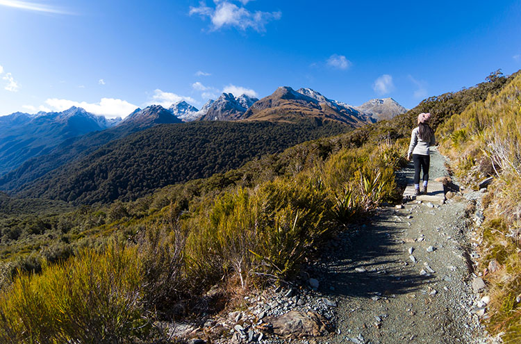 Hiking to Key Summit, Fiordland National Park, New Zealand
