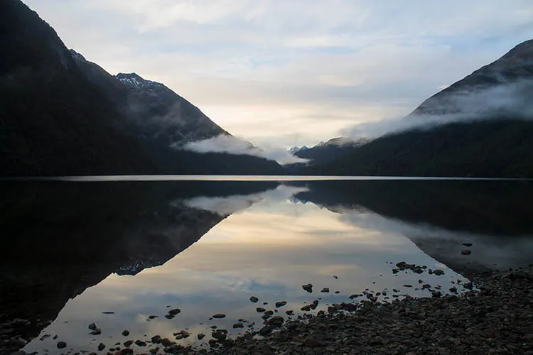 Sunset at Lake Gunn, Fiordland, New Zealand