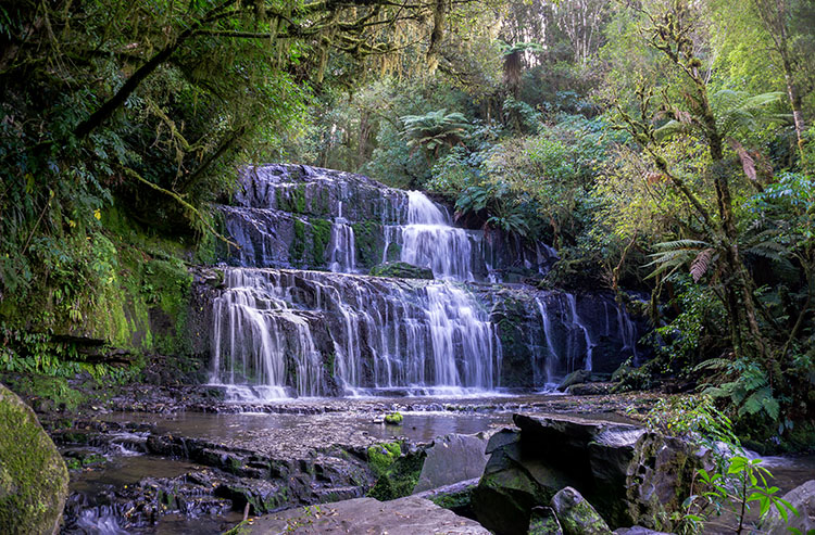 The beautiful Purakaunui Falls, New Zealand