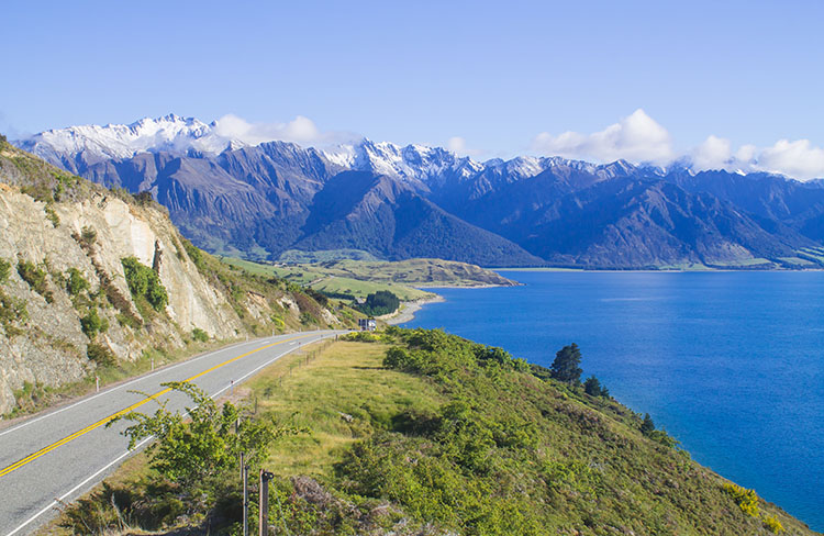 Scenic road from Wānaka to Haast, New Zealand