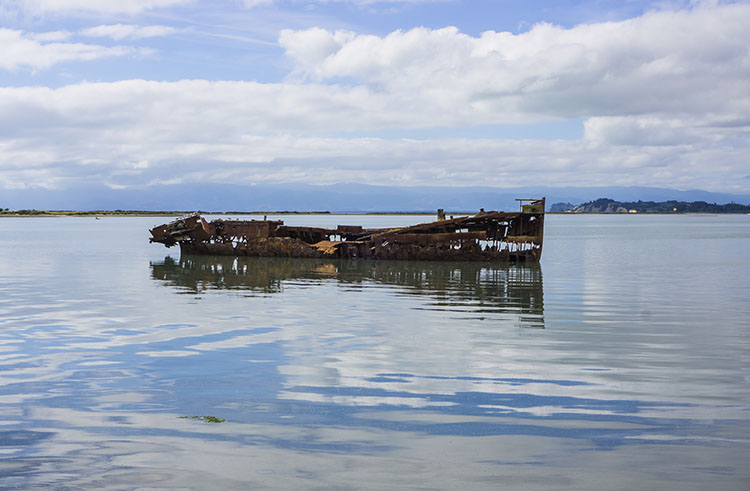 Shipwreck beach in Motueka, New Zealand